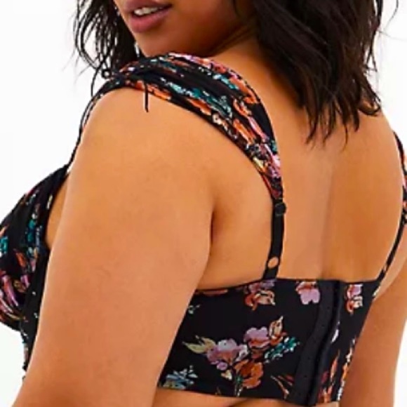 Torrid Floral Mesh Drawstring Bralette, Sizes 1X, 2X - Picture 5 of 6